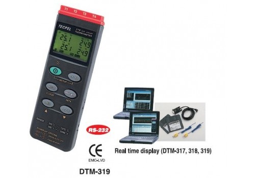 4 - Input Digital Thermometer Data logger Model DTM-319